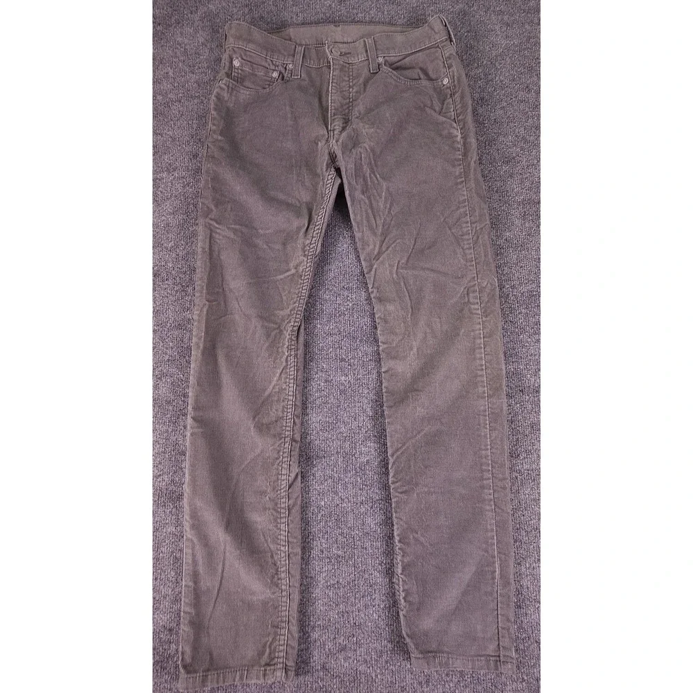 Levis 512 Pants Mens 30x32 Gray Corduroy Slim‎ Taper 5-Pocket Stretch Red Tab